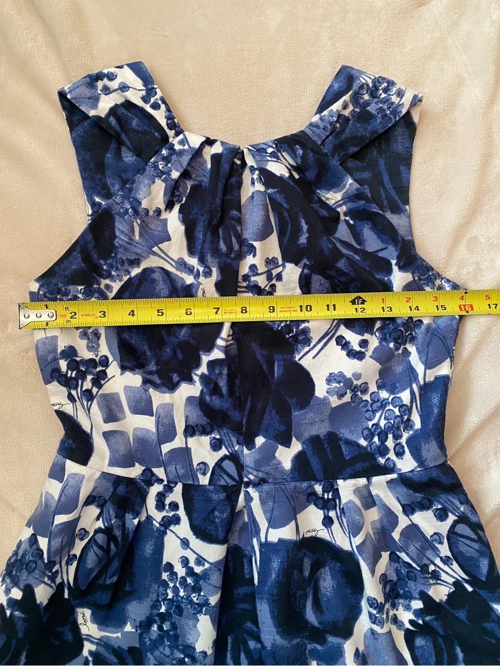 Milly Blue and White Floral Midi Dress - Picture 10 of 12